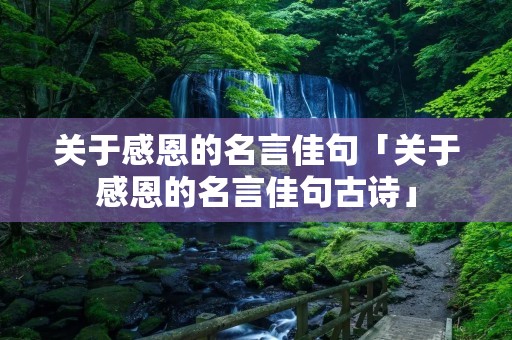 关于感恩的名言佳句「关于感恩的名言佳句古诗」