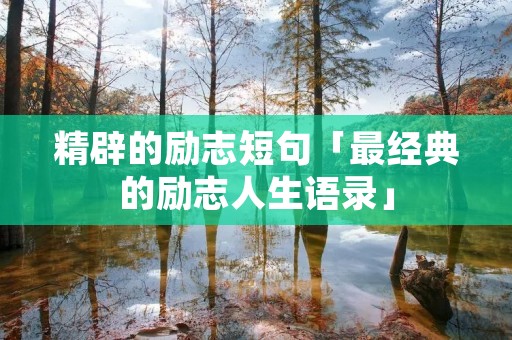 精辟的励志短句「最经典的励志人生语录」 精辟的励志短句「最经典的励志人生语录」