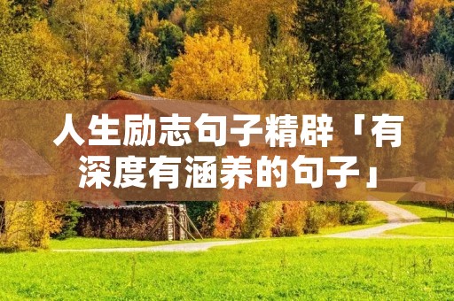人生励志句子精辟「有深度有涵养的句子」