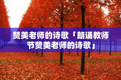 赞美老师的诗歌「朗诵教师节赞美老师的诗歌」