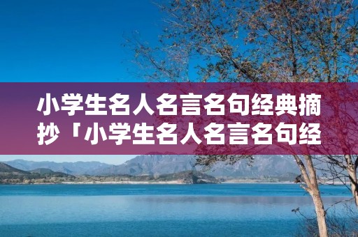 小学生名人名言名句经典摘抄「小学生名人名言名句经典摘抄简短」