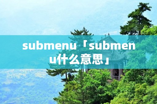 submenu「submenu什么意思」