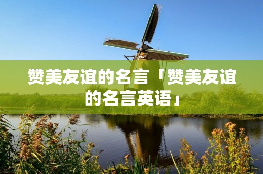 赞美友谊的名言「赞美友谊的名言英语」
