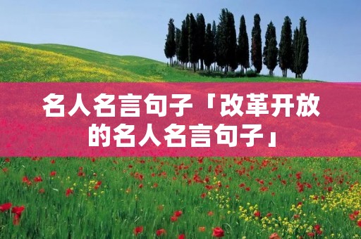 名人名言句子「改革开放的名人名言句子」