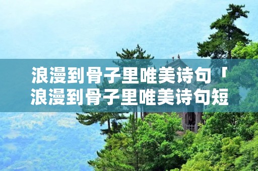 浪漫到骨子里唯美诗句「浪漫到骨子里唯美诗句短句」