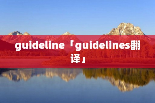 guideline「guidelines翻译」