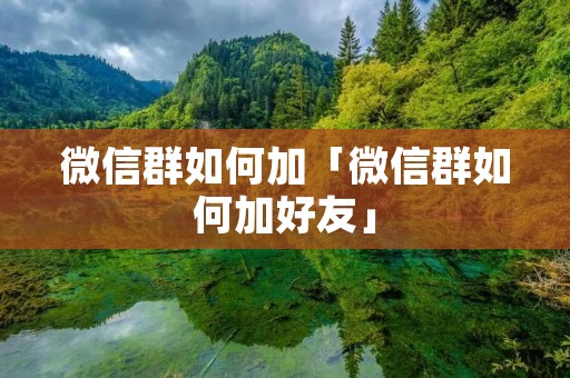 微信群如何加「微信群如何加好友」