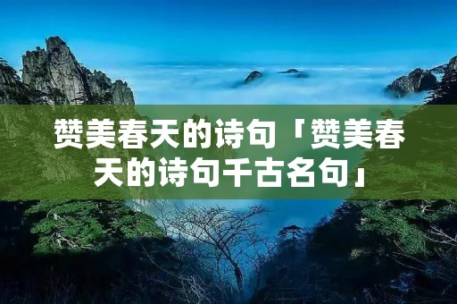 赞美春天的诗句「赞美春天的诗句千古名句」