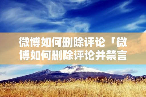 微博如何删除评论「微博如何删除评论并禁言」