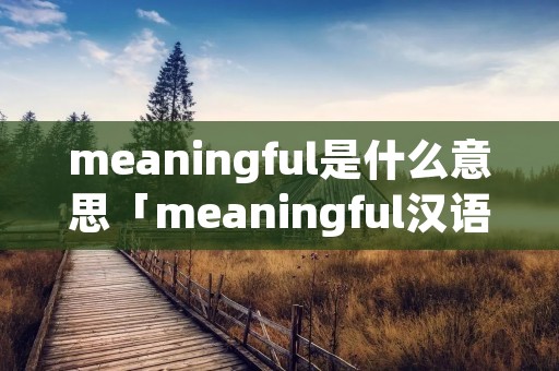 meaningful是什么意思「meaningful汉语意思」 meaningful是什么意思「meaningful汉语意思」
