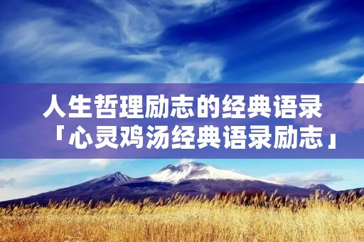 人生哲理励志的经典语录「心灵鸡汤经典语录励志」