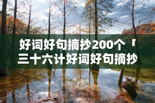 好词好句摘抄200个「三十六计好词好句摘抄200个」