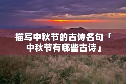 描写中秋节的古诗名句「中秋节有哪些古诗」