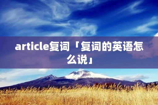 article复词「复词的英语怎么说」