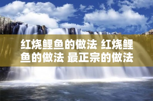 红烧鲤鱼的做法 红烧鲤鱼的做法 最正宗的做法视频教程