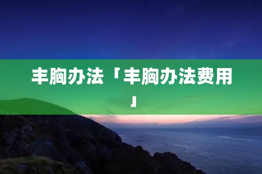 丰胸办法「丰胸办法费用」