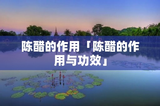 陈醋的作用「陈醋的作用与功效」