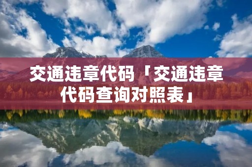 交通违章代码「交通违章代码查询对照表」