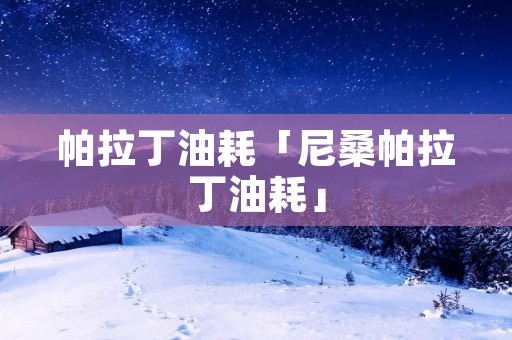 帕拉丁油耗「尼桑帕拉丁油耗」