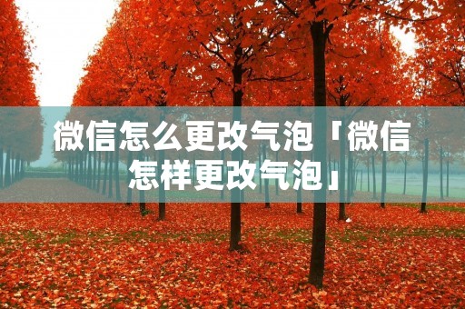 微信怎么更改气泡「微信怎样更改气泡」