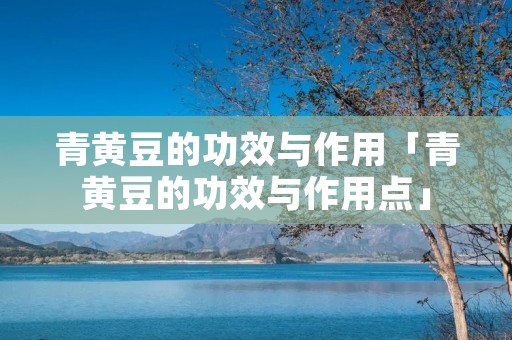 青黄豆的功效与作用「青黄豆的功效与作用点」