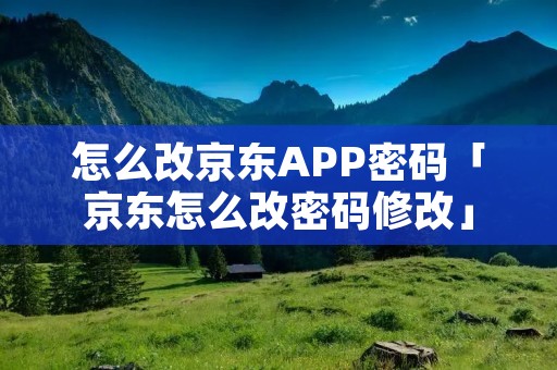 怎么改京东APP密码「京东怎么改密码修改」