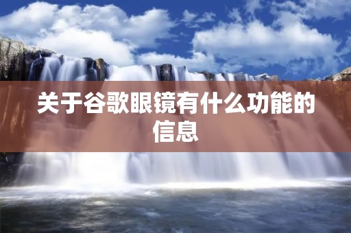 关于谷歌眼镜有什么功能的信息