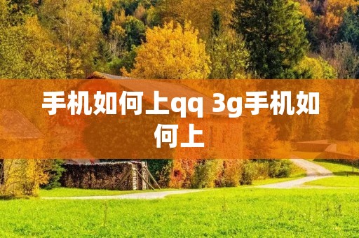 手机如何上qq 3g手机如何上 手机如何上qq 3g手机如何上