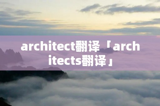 architect翻译「architects翻译」