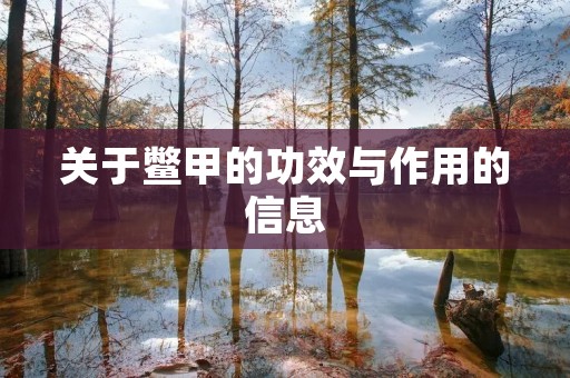 关于鳖甲的功效与作用的信息