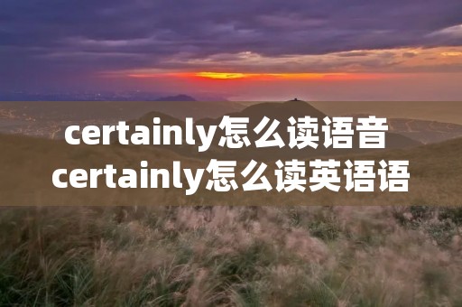 certainly怎么读语音 certainly怎么读英语语音