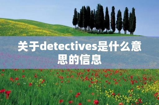 关于detectives是什么意思的信息