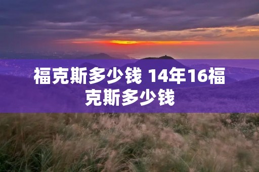 福克斯多少钱 14年16福克斯多少钱