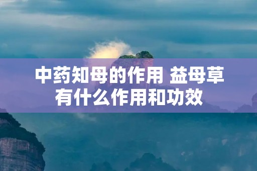 中药知母的作用 益母草有什么作用和功效
