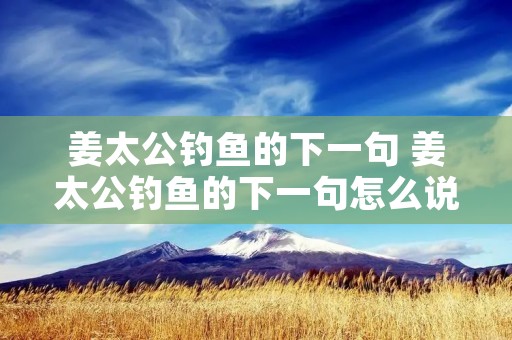 姜太公钓鱼的下一句 姜太公钓鱼的下一句怎么说 姜太公钓鱼的下一句 姜太公钓鱼的下一句怎么说