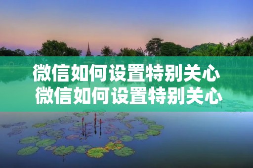微信如何设置特别关心 微信如何设置特别关心消息提示