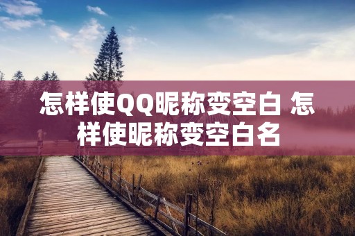 怎样使QQ昵称变空白 怎样使昵称变空白名