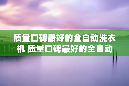 质量口碑最好的全自动洗衣机 质量口碑最好的全自动洗衣机排名
