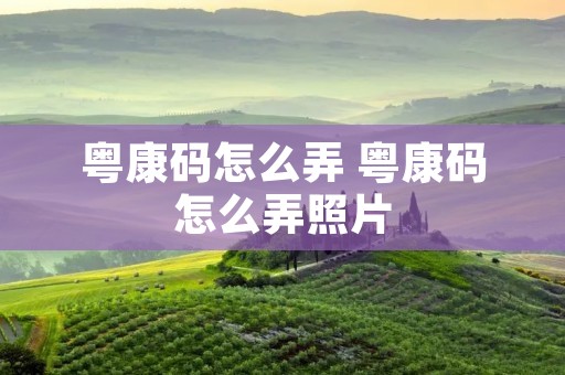 粤康码怎么弄 粤康码怎么弄照片