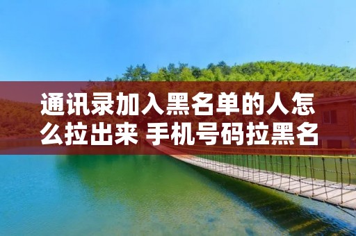 通讯录加入黑名单的人怎么拉出来 手机号码拉黑名单怎么恢复