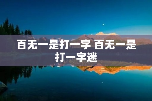 百无一是打一字 百无一是打一字迷