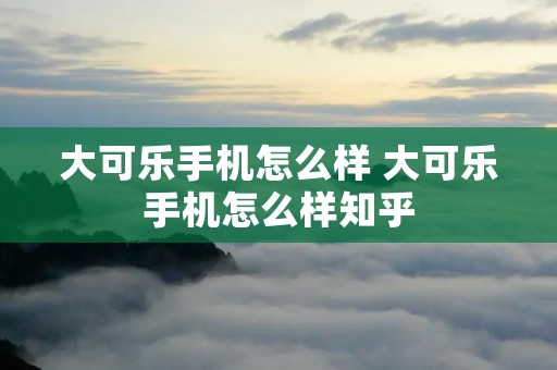 大可乐手机怎么样 大可乐手机怎么样知乎