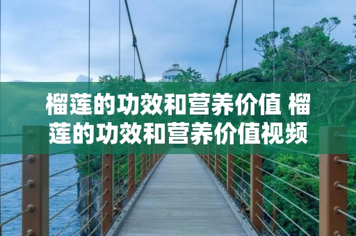 榴莲的功效和营养价值 榴莲的功效和营养价值视频