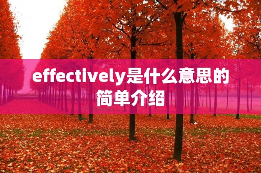 effectively是什么意思的简单介绍