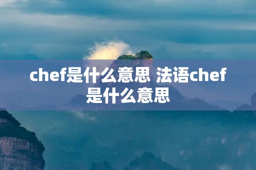 chef是什么意思 法语chef是什么意思 chef是什么意思 法语chef是什么意思