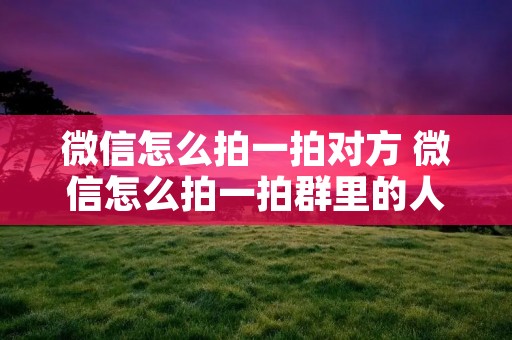 微信怎么拍一拍对方 微信怎么拍一拍群里的人
