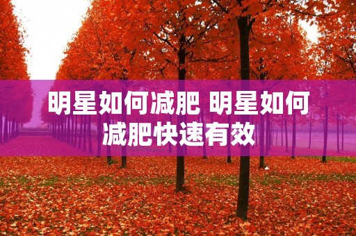 明星如何减肥 明星如何减肥快速有效