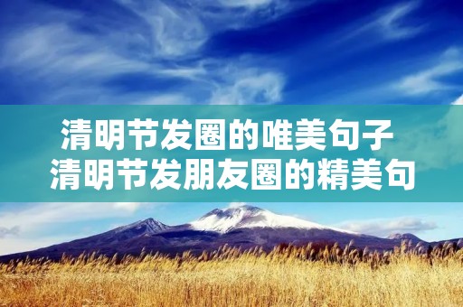 清明节发圈的唯美句子 清明节发朋友圈的精美句子