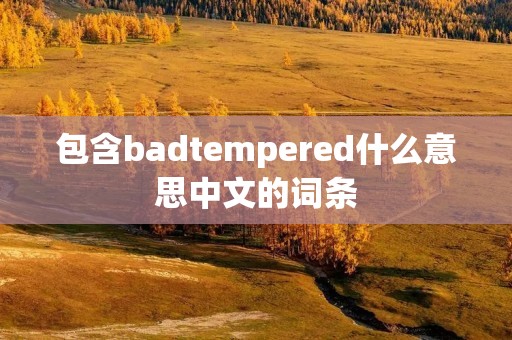 包含badtempered什么意思中文的词条