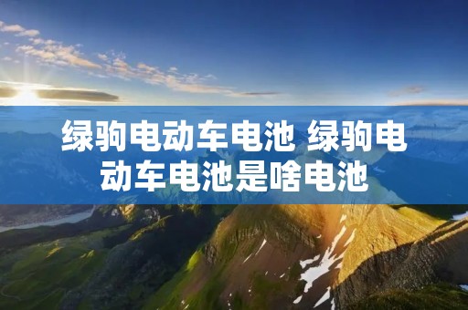 绿驹电动车电池 绿驹电动车电池是啥电池